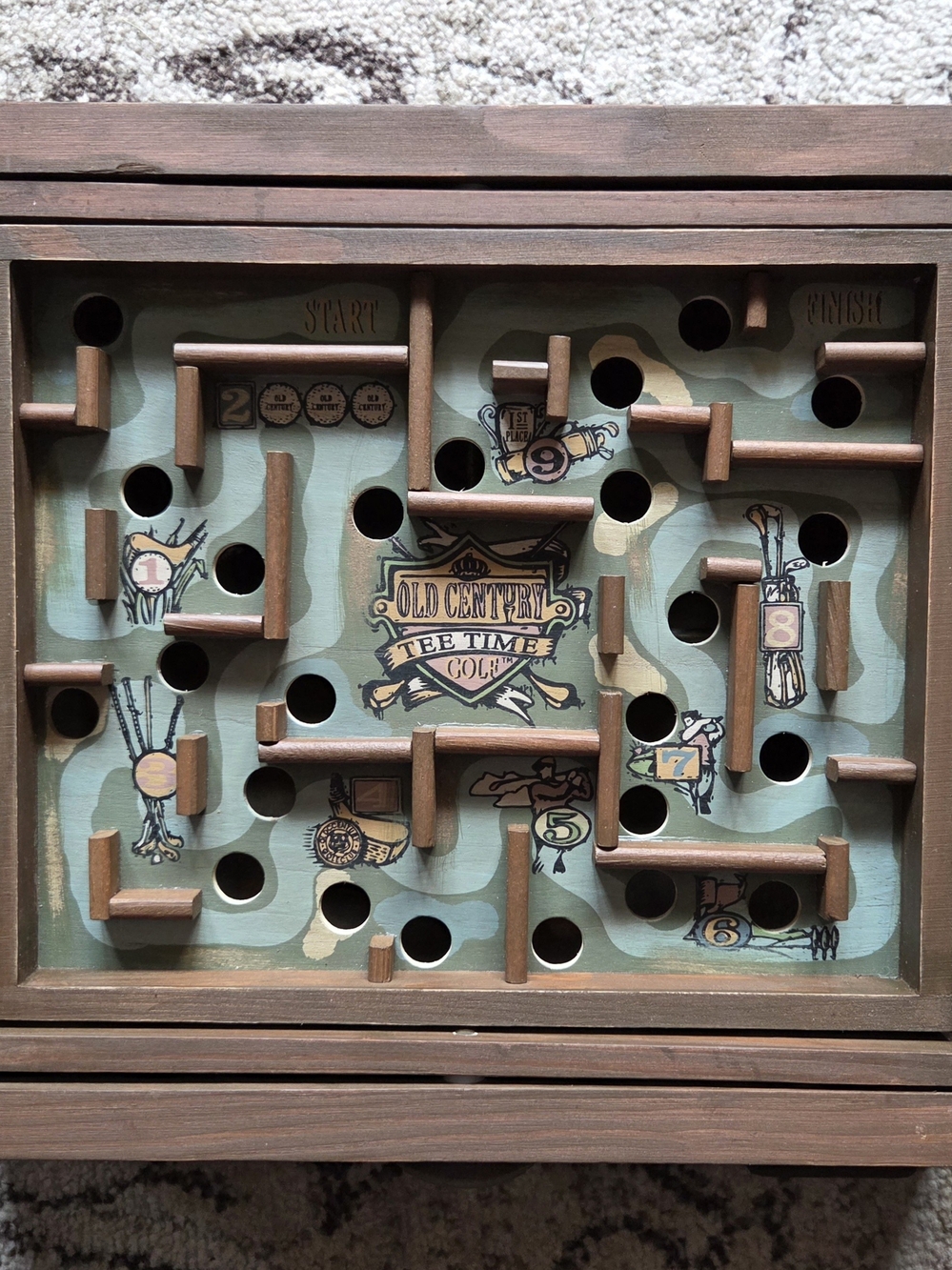 Old Century Tee-Time Golf Wooden Tabletop Maze Game – Complete